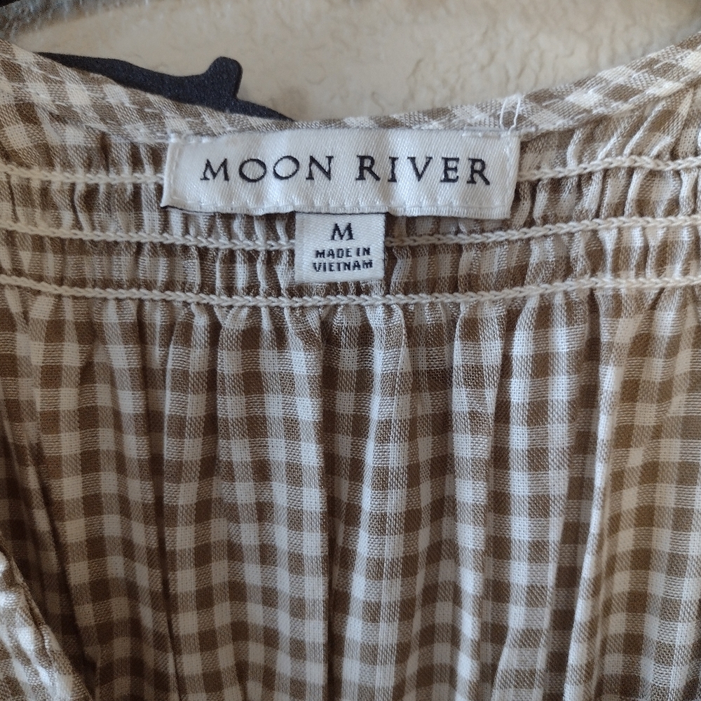 Moon River Tan and White Midi Dress Size M - Picture 3 of 8